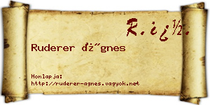 Ruderer Ágnes névjegykártya